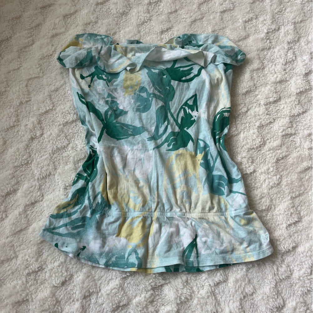 American Eagle Outfitters Floral Top - Green and Yellow
